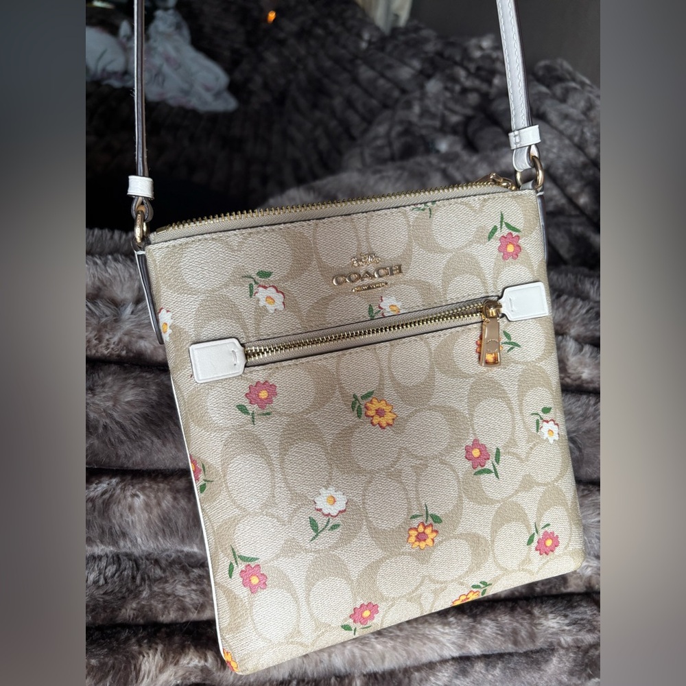 Coach Beige Floral Crossbody Bag